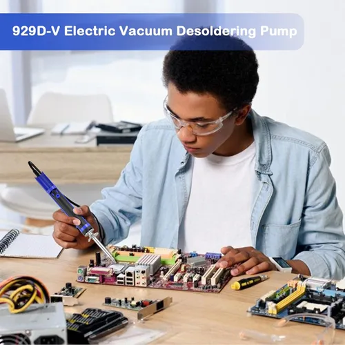 Miniatura 7 de K KERNOWO 929D-V Herramienta de soldadura eléctrica desoldadora con ventosa – Bomba desoldadora con boquillas de 1.0mm y 1.2mm, pistola desoldadora