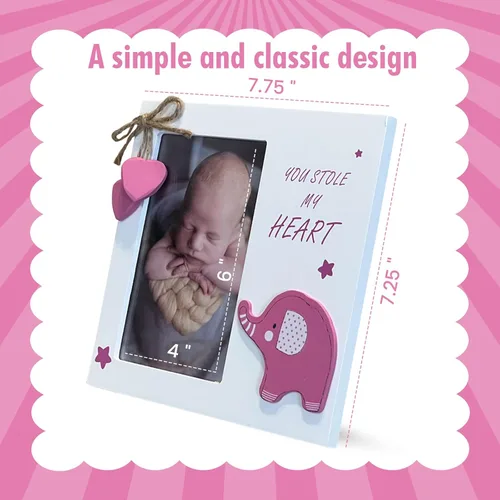 Miniatura 4 de Marco de fotos de madera para recién nacido, con texto en inglés "Baby Girl You Stole My Heart", perfecto para baby shower, regalo de embarazo