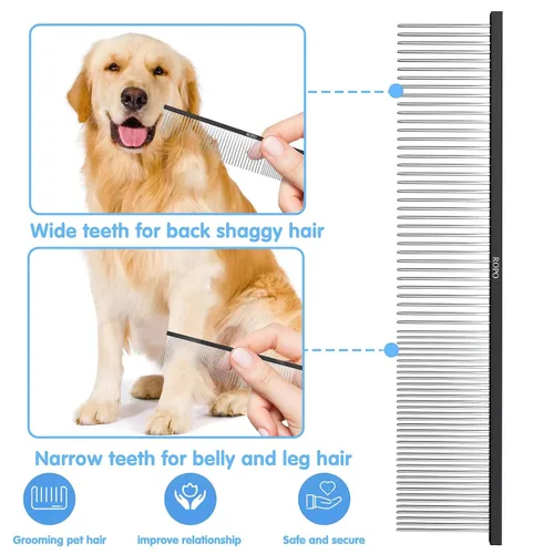 Miniatura 2 de ROPO Herramienta de peine para perros para quitar el pelo enmarañado, peine de desenmascaramiento para mascotas con dientes redondeados y mango