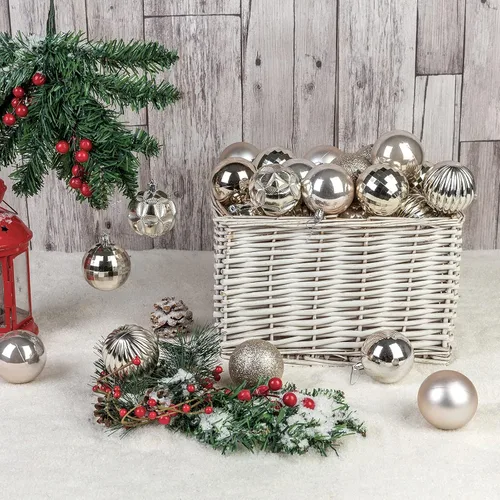 Miniatura 88 de AMS Esferas de Navidad de 2.36 pulgadas/60mm, 34 unidades, adornos grandes, decoraciones para fiestas, inastillables, colgantes festivos para Negro