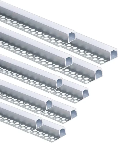 Miniatura 9 de Besseto Canal LED para Empotrar en Yeso, Paquete de 6, 6.6 Pies/2 Metros, Canal de Aluminio para Tira LED de Borde Recortado de Azulejo, Perfil LED