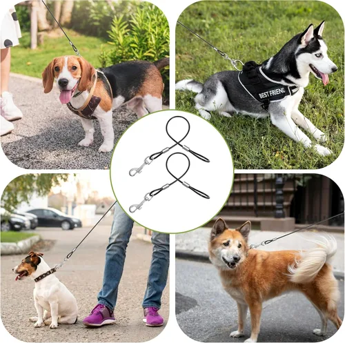 Miniatura 5 de Xindojuz - 2 correas extensoras de correa para perros a prueba de mordidas para entrenamiento, correas retráctiles resistentes para perros pequeños