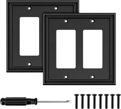 Miniatura 16 de Placa Decorativa Moderna Negra para Interruptor de Luz Cubierta de Interruptor de Luz Cubiertas de Tomacorriente Decorativo Placas de Interruptor