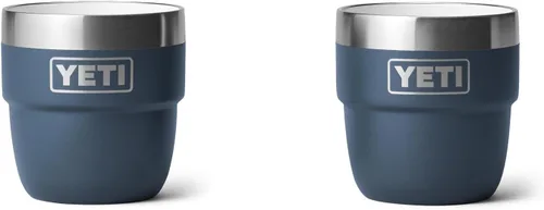 YETI Rambler - Vaso apilable de 4 onzas, acero inoxidable, taza de café/espresso aislada al vacío, 2 unidades Azul marino