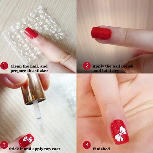 Miniatura 6 de Calcomanías de arte de uñas de flores, calcomanías autoadhesivas 3D blancas con diamantes de imitación para uñas, decoraciones, puntas de manicura