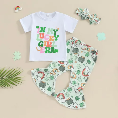 Miniatura 14 de Conjunto de 2 piezas de ropa de otoño para bebé y niña, sudadera de manga larga con cuello redondo y pantalones deportivos, conjunto de traje