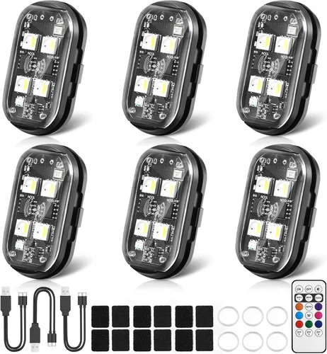 Miniatura 11 de 4 piezas de luces estroboscópicas LED inalámbricas con control remoto, luces LED recargables inalámbricas de 8 colores para Halloween