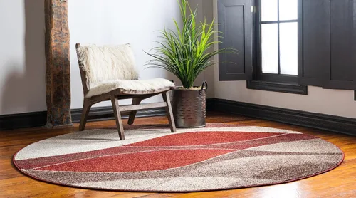 Miniatura 4 de Unique Loom Colección Otoño Alfombra de Área - Plantation (5' 3" Redonda, Multicolor/Beige)