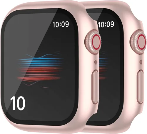 Miniatura 13 de Paquete de 2 fundas rígidas de 1.496 pulgadas para Apple Watch Series 3, 2, 1, 1.496 pulgadas, protector de pantalla de vidrio templado, cobertura