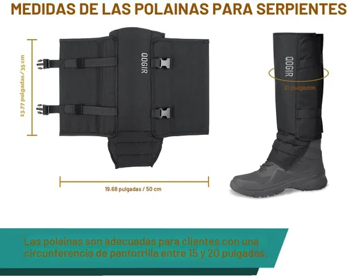 Miniatura 4 de QOGIR Polainas de serpiente para cazar: protectores de serpiente duraderos, polainas de polaina de serpiente para hombres y mujeres, protección Negro