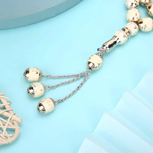 Miniatura 5 de HEEPDD Cuentas de oración musulmana de 13.8 in de longitud y 0.472 in, pulsera Tasbih beige, 33 cuentas de conteo preciso de Dhikr para uso diario
