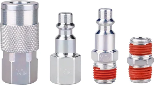 Miniatura 6 de 1/4" NPT kit de accesorios - 20 unidades, kit de herramientas para manguera de compresor de aire con manguera con bobina/pistola de aire/manómetro