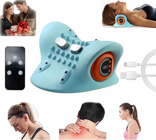 Nuevo masajeador de cuello para alivio del dolor y relajación muscular, relajante portátil de cuello y hombros, almohadas eléctricas con calor,
