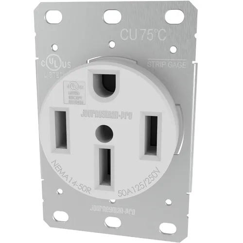 Miniatura 7 de Journeyman-Pro NEMA 14-50 de grado comercial/industrial aprobado por la U.L. 50 AMP 240V Receptáculo de pared 50 A para vehículos recreativos