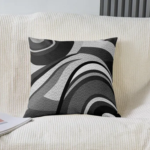Miniatura 2 de Feelyou Juego de 4 fundas de almohada geométricas reversibles para exteriores de 16 x 16 pulgadas, diseño geométrico de rayas negras y grises, juego