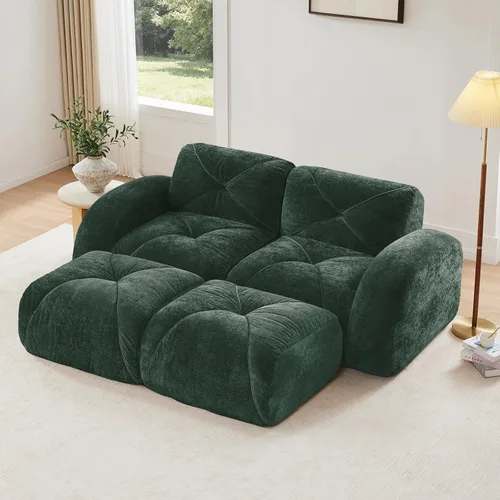Miniatura 42 de Sofás modulares modulares de 110.6 pulgadas para sala de estar, sofá moderno de terciopelo sin hueso, no requiere montaje, cómodo sofá sin hueso