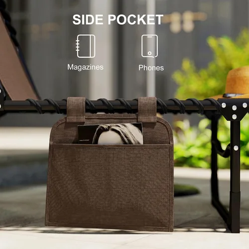 Miniatura 6 de Outsunny Tumbona plegable para exteriores, silla de bronceado con bolsillo lateral, correa de transporte, tumbona portátil para patio y playa
