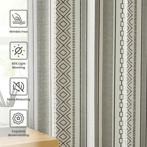 Miniatura 5 de Melodieux Cortinas bohemias 80% opacas de 63 pulgadas de largo para dormitorio, sala de estar, oscurecimiento de sala de estar, cortinas