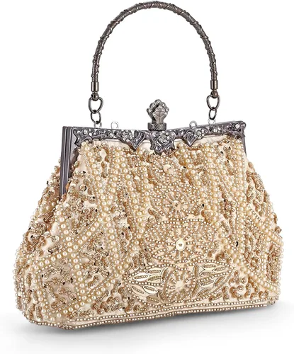 Miniatura 2 de AIJUN Bolso de noche con lentejuelas y cuentas vintage con purpurina para mujer, fiesta de los años 20, graduación, boda, cóctel