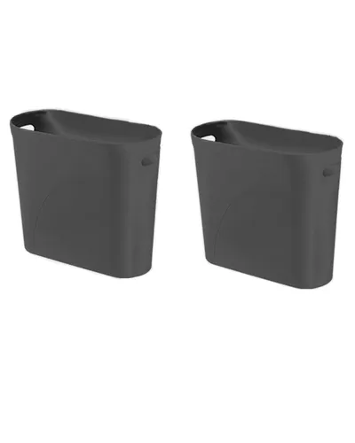 Basurero pequeño para baño, 3 galones, plástico delgado, juego de 2, color negro