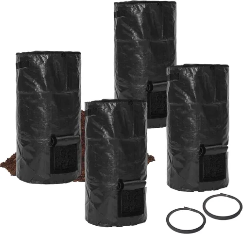 Miniatura 11 de Bolsas de compost de 34 galones, bolsas de compost de jardín reutilizables al aire libre, desechos orgánicos, bolsa de compostaje para jardín