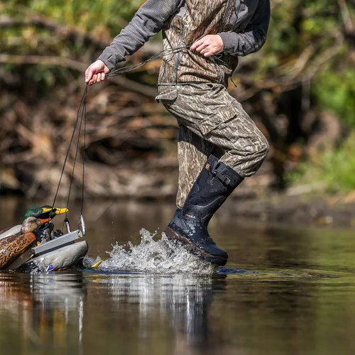 Miniatura 5 de HISEA Botas de caza de goma para hombres, botas de lluvia impermeables para trabajo de barro, agricultura, pesca, pantorrilla ajustable