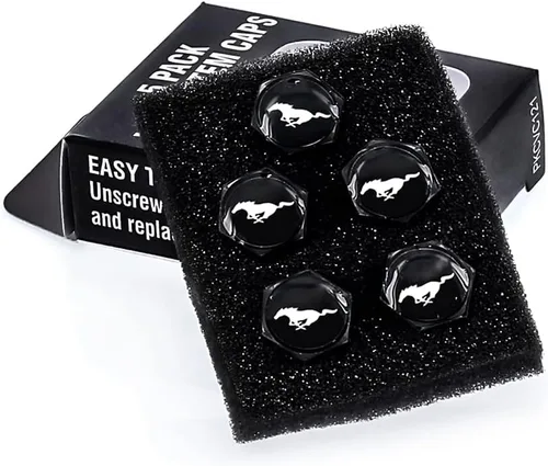 Miniatura 2 de Ford Mustang White Pony Cubiertas Negras de Tapas de Válvulas
