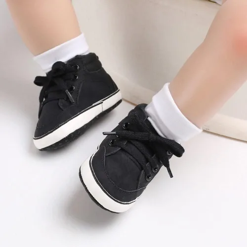 Miniatura 3 de Sekantrol Zapatos de cuna para recién nacidos, zapatos de bebé para niños y niñas, suela de goma suave, zapatos de moda de caña alta antideslizantes