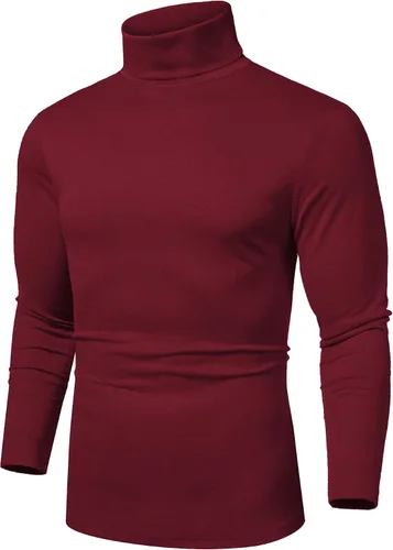 Coofandy - Camiseta básica tipo suéter para hombre, con cuello de tortuga, ajuste entallado y en tejido de punto, estilo informal