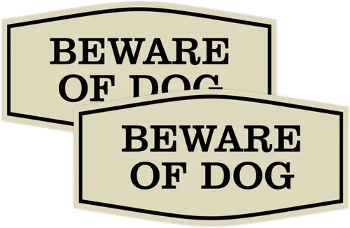 Miniatura 31 de All Quality Fancy Beware of Dog Letrero Material duradero Señales de seguridad para el hogar Fácil de instalar (negro/oro), mediano, 1 paquete