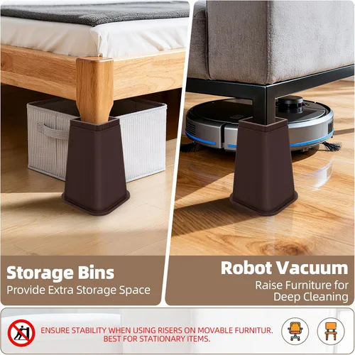 Miniatura 5 de Elevadores de Cama de Servicio Pesado, Elevadores de Muebles Ajustables de 8 Pulgadas, Soportes de Elevación Antideslizantes