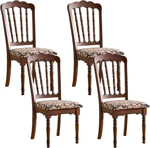 Miniatura 16 de Wooden Dining Chairs Set of 4 Upholstered Kitchen Chair with Slatted Backrest, Classic Armless Dining Chair for Restaurants/Kitchens(Leather Cushion