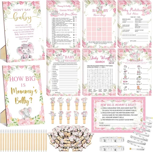 Miniatura 9 de Funnymoom 426 Piezas Juego de Juegos para Baby Shower de Papel Kraft - 8 Juegos, Incluye Bingo de Baby Shower, El Precio Correcto, Adivina Quién