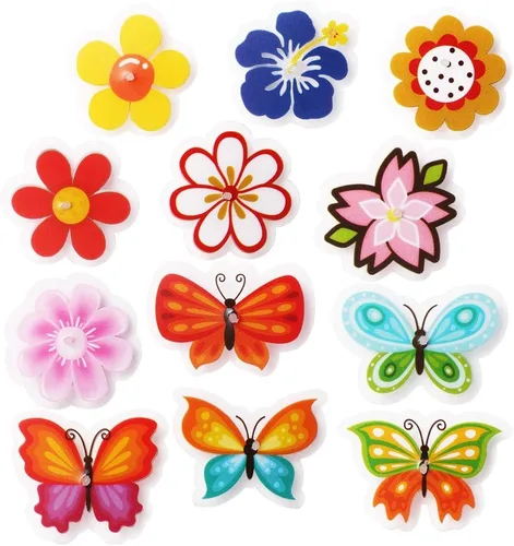Miniatura 6 de Decoraciones de radios de rueda de bicicleta, 24 accesorios de flores y mariposas con clip, divertidas decoraciones de radios de bicicleta