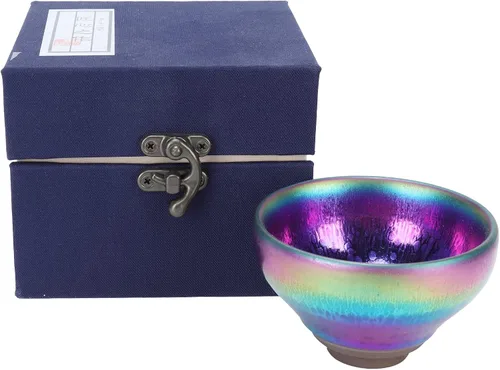 Miniatura 13 de Alvinlite Jianzhan Teacup Tenmokus Kung Fu Juego de té chino Taza de té Bote de té 2 piezas Tazón de té de cerámica con gran esmalte Artesanías Caja