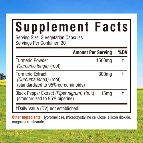 Miniatura 2 de Innate Vitality Suplemento de curcumina de cúrcuma de 1800 mg con pimienta negra 95% curcuminoides, extra fuerte y absorción mejorada, antioxidante