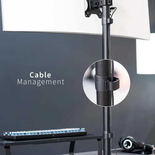 Miniatura 8 de VIVO, soporte para monitor LCD de computadora, para escritorio, con inclinación ajustable, con capacidad para pantallas de 1 a 27 pulgadas., Negro