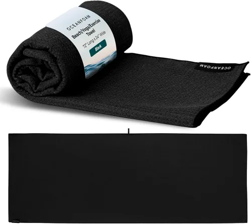 Oceanfoam Toalla de playa ligera, absorbente, de secado rápido, resistente a la arena, antideslizante, ideal para entrenamientos, yoga, pilates,