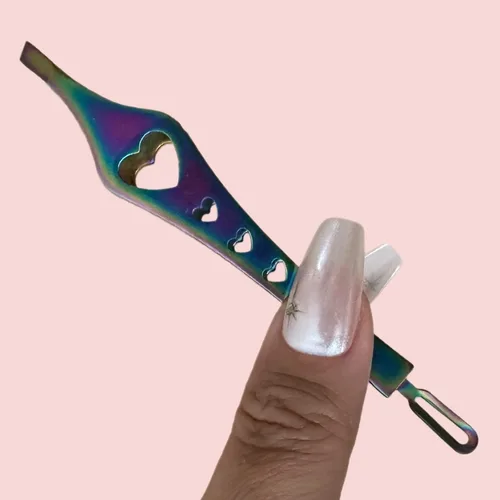 Miniatura 7 de Pinzas de doble punta 2 en 1 de arco iris, pinzas de precisión inclinadas afiladas para cejas y depilación encarnada, herramienta para el cuidado