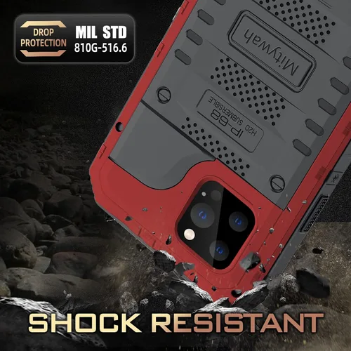 Miniatura 4 de Mitywah Funda impermeable para iPhone 12 Pro Max, funda de metal resistente de grado militar, protección de cuerpo completo, resistente, a prueba