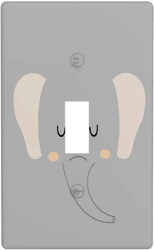 Miniatura 82 de Cubierta de interruptor de luz dúplex de elefante de dibujos animados de 1 banda, cubiertas de enchufe, placa frontal decorativa para receptáculo