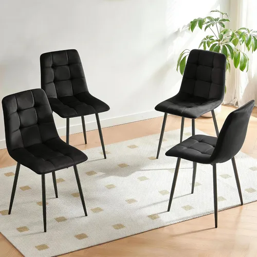 Miniatura 27 de Homedot Juego de mesa de comedor para 2, mesa de cocina de 3 piezas, juego de sillas de comedor redondas y negras para espacios pequeños, juego