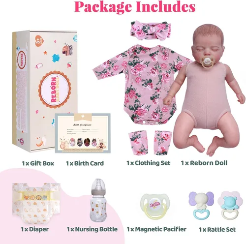 Miniatura 8 de BABESIDE Muñecas Reborn de bebés recién nacidos realistas - Muñecas de bebés niñas recién nacidas que duermen, cuerpo suave, de la vida real