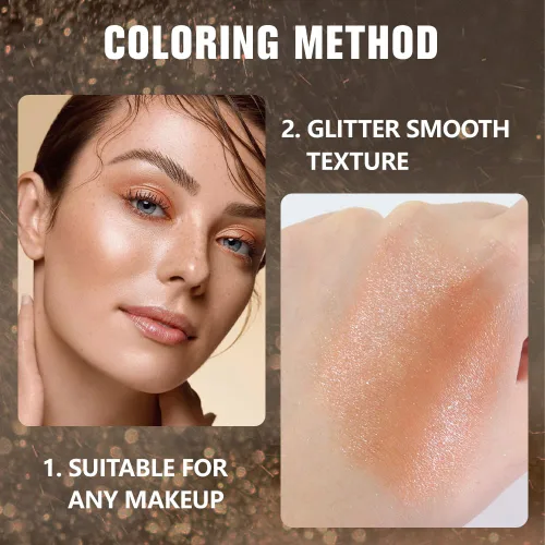 Miniatura 4 de evpct Paleta de sombra de ojos con purpurina dorada champán, color nude dorado rosa brillante crema brillante paleta de sombra de ojos iluminadora