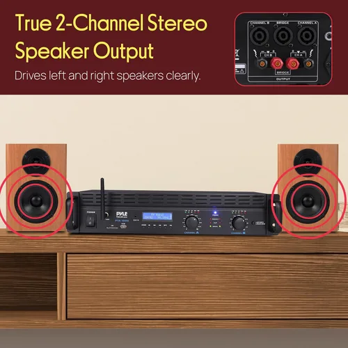 Miniatura 11 de Pyle Amplificador de Potencia Bluetooth de 2 Canales - 2000W Puenteable Montaje en Rack Audio Profesional Sonido Receptor Estéreo Inalámbrico