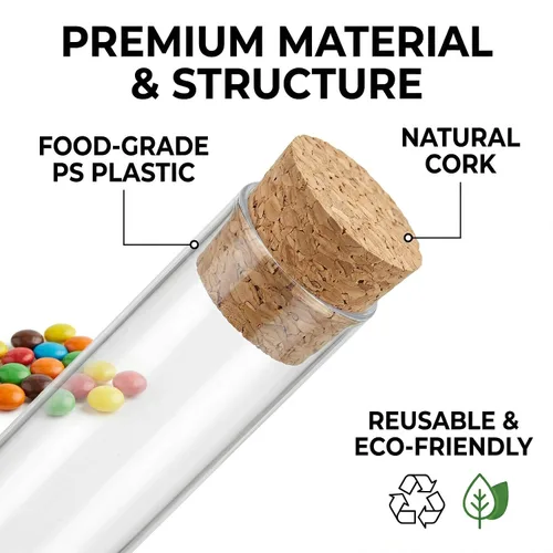 Miniatura 4 de Plastic Test Tubes with Cork Stoppers, 100 PCS 15 ML Clear Test Tube Set, 0.63 x 3.94 in Round Bottom Tubes 2 Mini Funnels & 2 Brushes for Bath