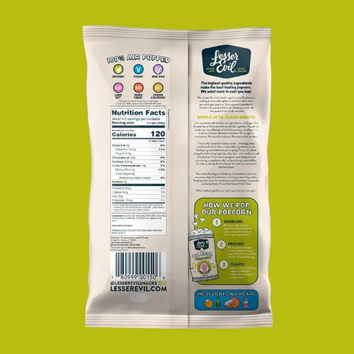 Miniatura 3 de LesserEvil Palomitas de maíz orgánicas "Avocado-licious", exclusivo de Amazon, calidad premium, mínimamente procesado, sin aceite vegetal, 4.6