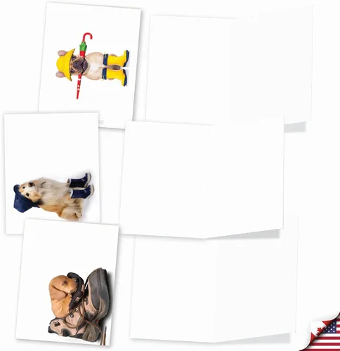 Miniatura 3 de The Best Card Company - 10 tarjetas de perro en blanco surtidas (4 x 5.12 pulgadas) - Adorables tarjetas de notas de animales en caja para todas