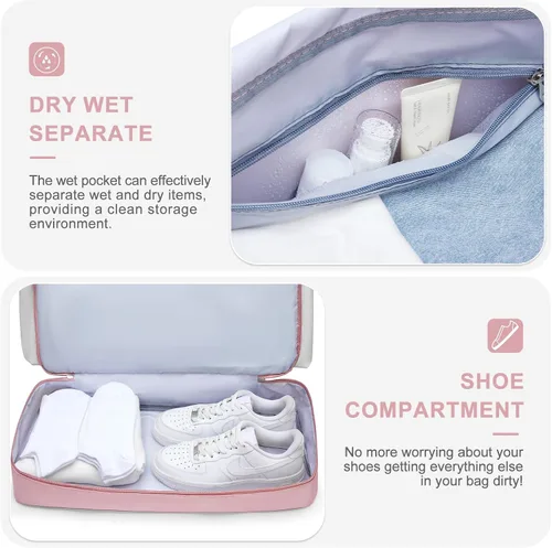 Miniatura 310 de Pequeña bolsa de gimnasio para mujer, bolsa de viaje con compartimento para zapatos