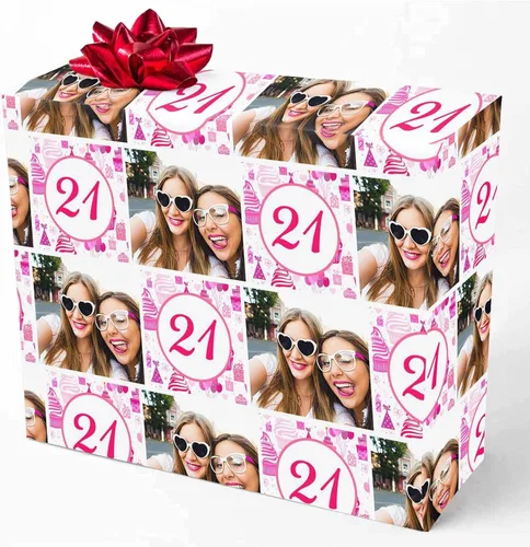 Miniatura 7 de M YESCUSTOM Personalized Birthday Wrapping Paper with Picture Age Custom 1st 18th 30th 40th 50th 60th Happy Birthday Gift Wrapping Paper Roll